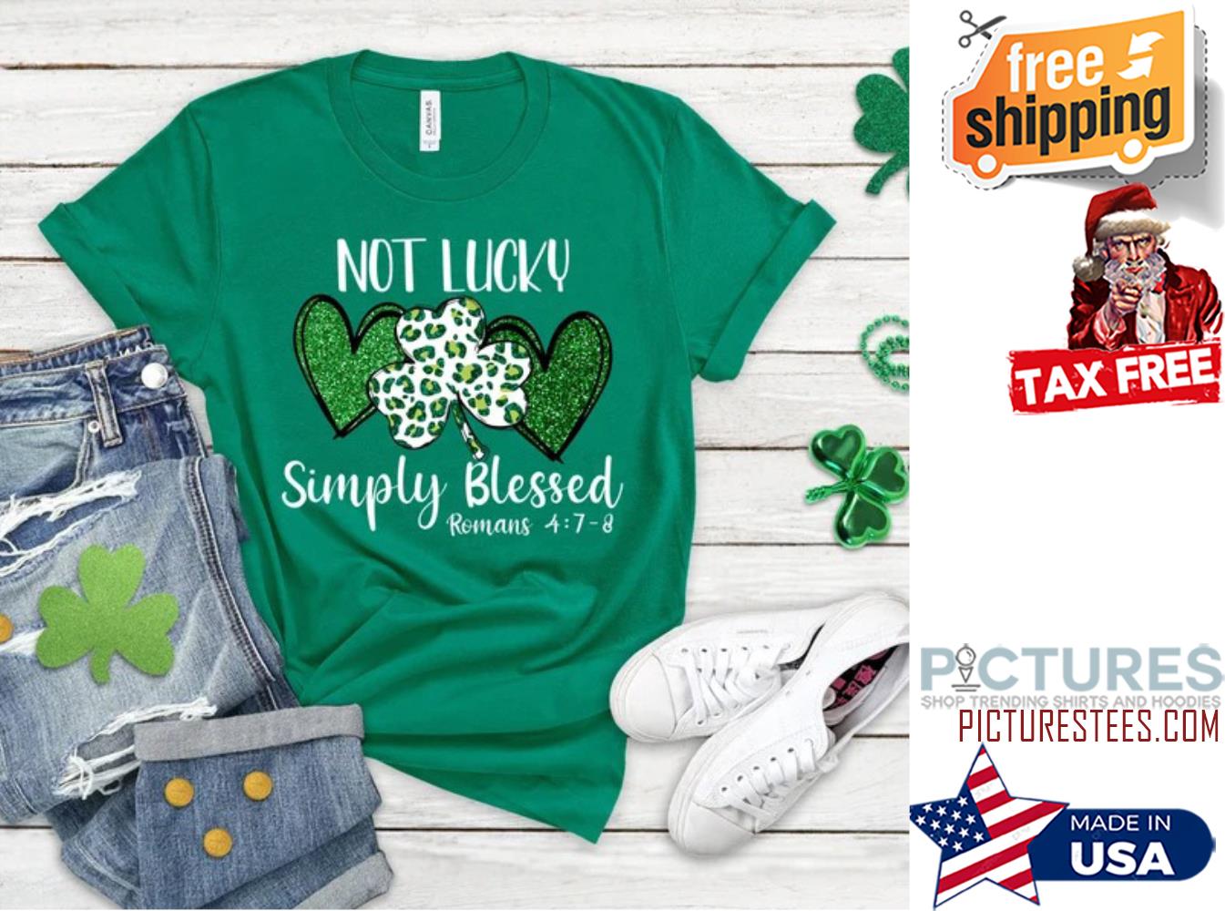 Leopard Shamrock Not Lucky Simply Blessed St Patrick's day shirt