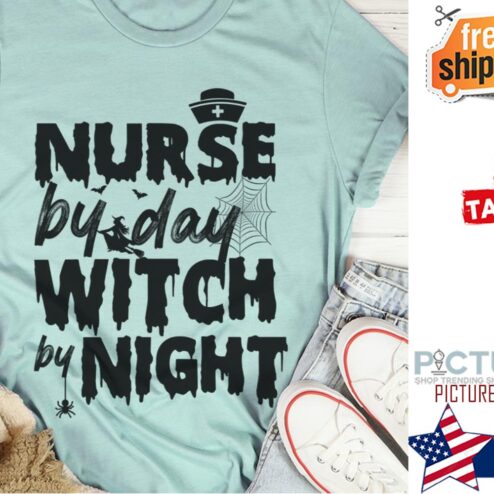 Nurse by day witch by night Halloween shirt