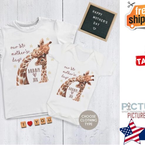 Personalised Our First Mothers Day Giraffe shirt