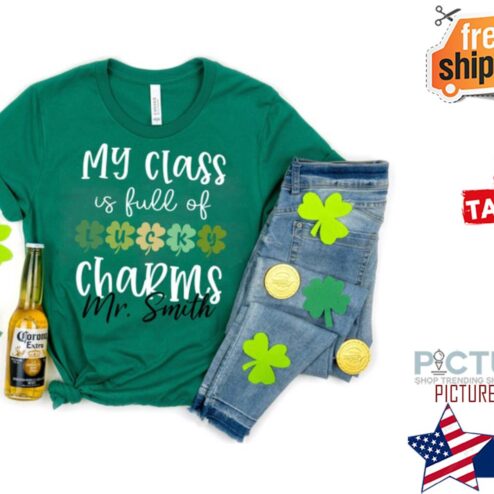 Personalized my class is full of luck charms Shamrock St Patrick's day custom name shirt