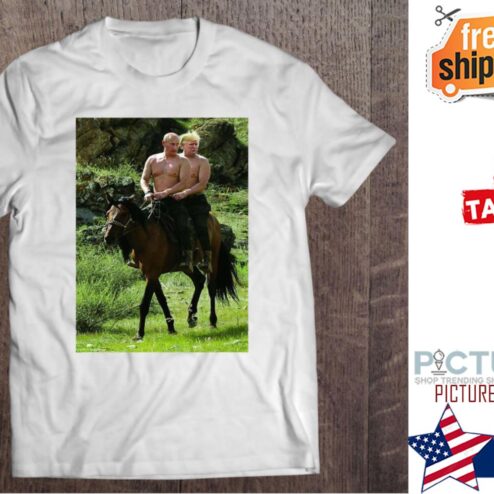 Russian Putin Riding A Horse With Donald Trump Meme Funny shirt