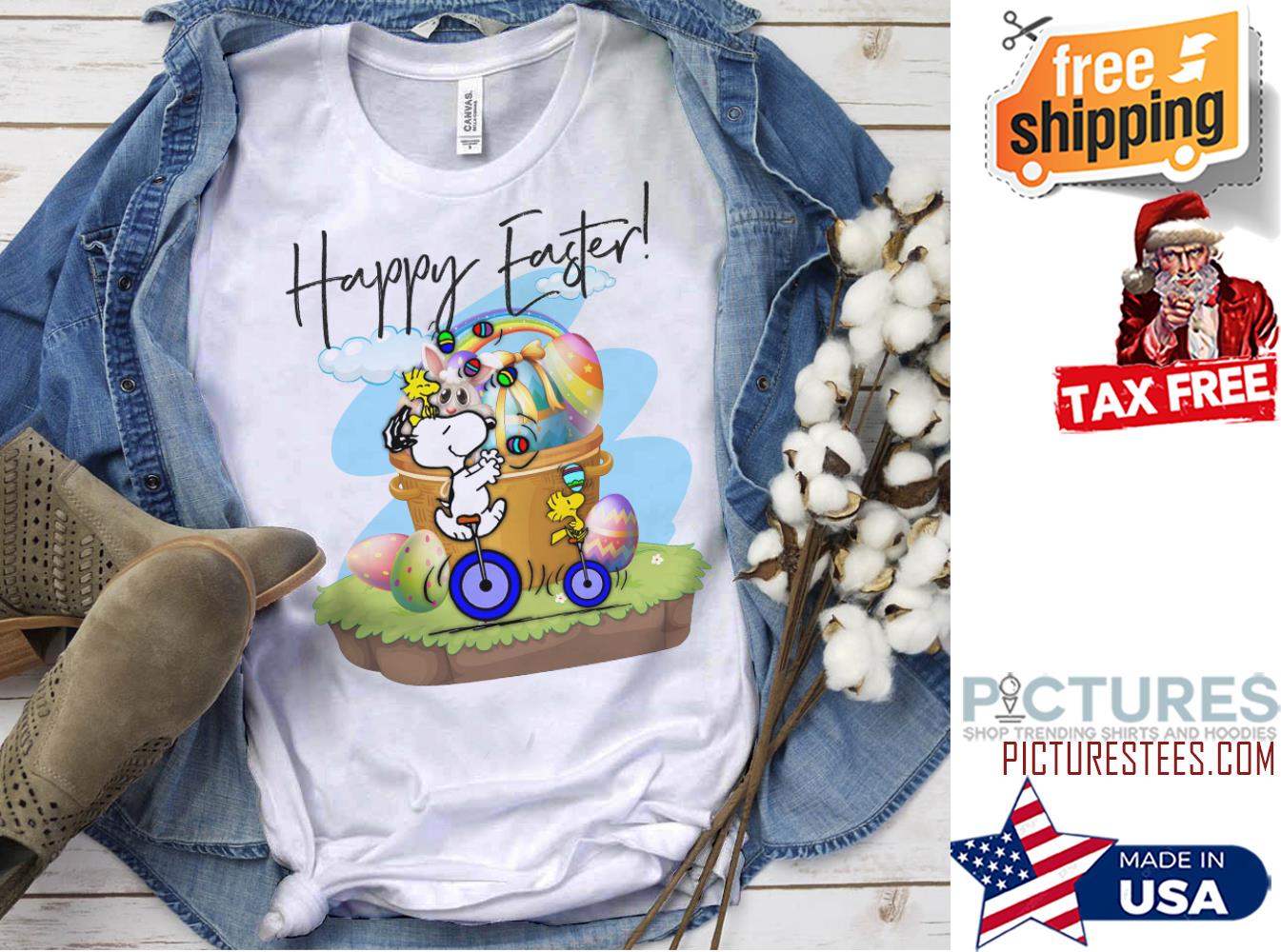 Snoopy and Woodstock happy easter shirt