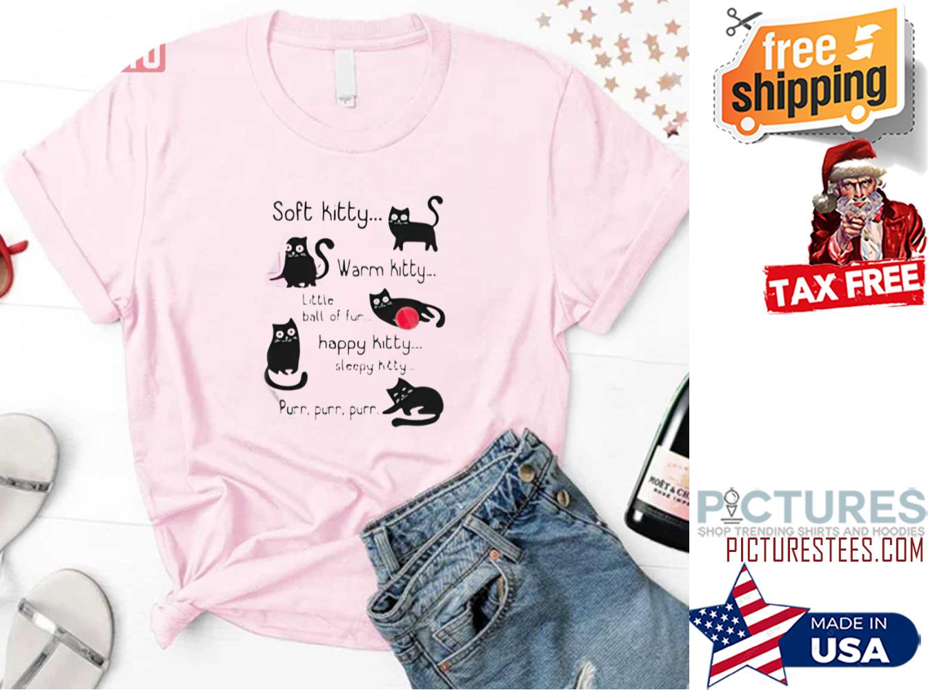 Soft Kitty Warm Kitty Little Ball Of Fur Happy Black Cat shirt