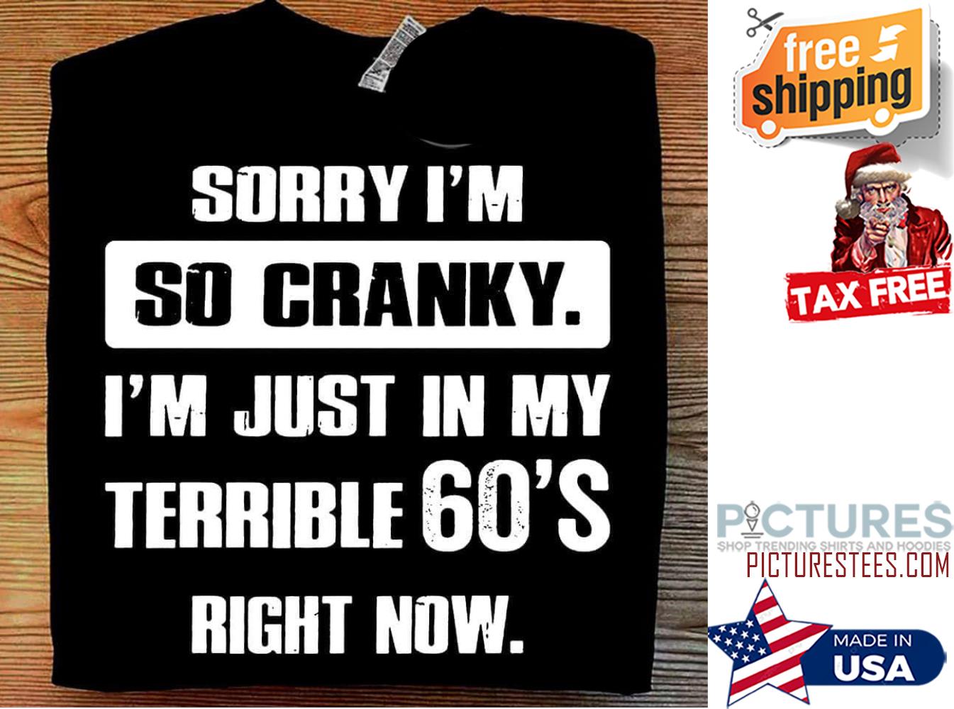 Sorry i'm so cranky i'm just in my terrible 60's right now shirt