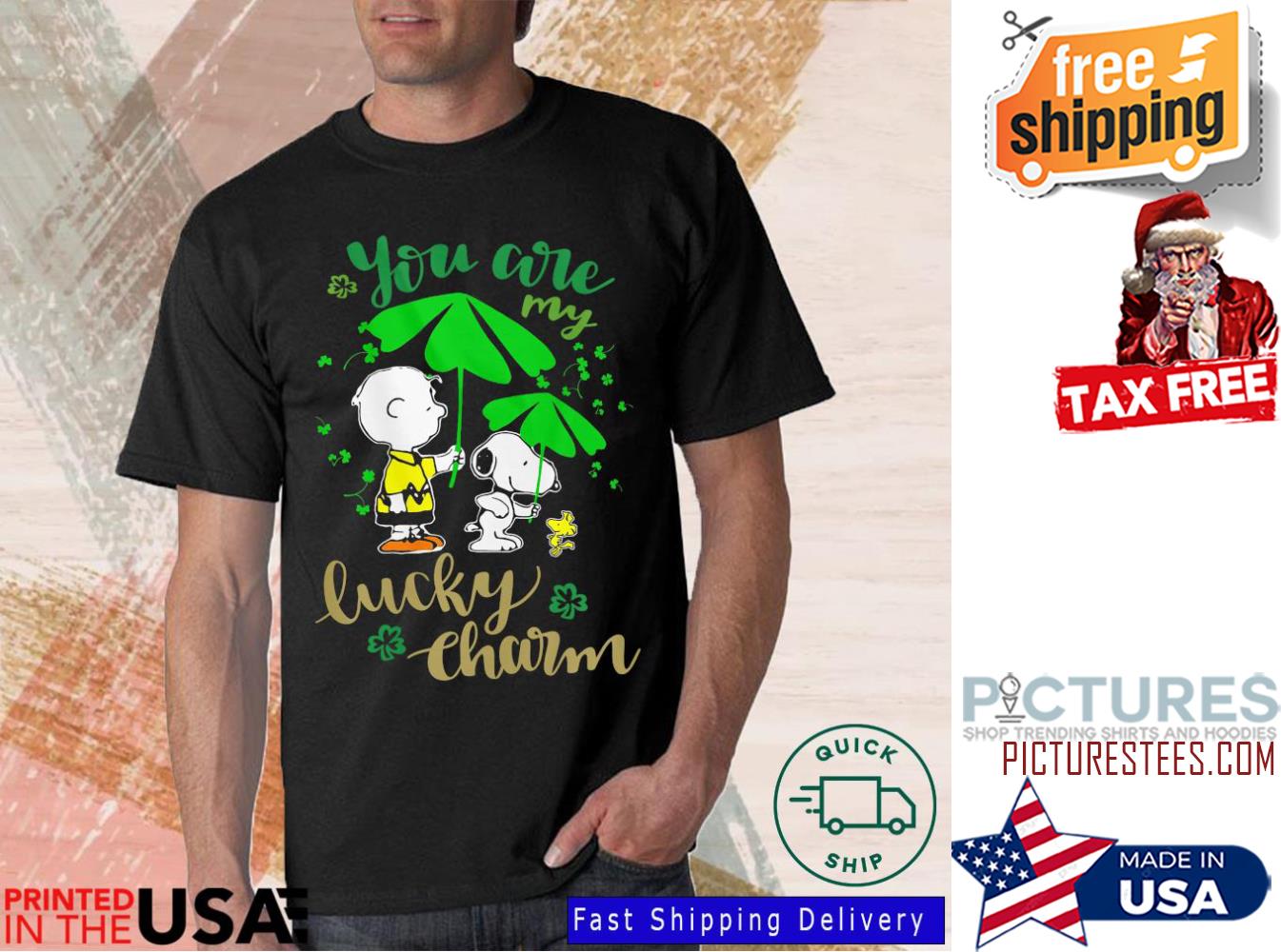 St Patrick's day Charlie Brown and Snoopy you are my lucky charm Shamrock shirt