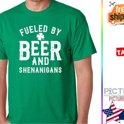 St Patrick's day fueled by beer and shenanigans shamrock shirt