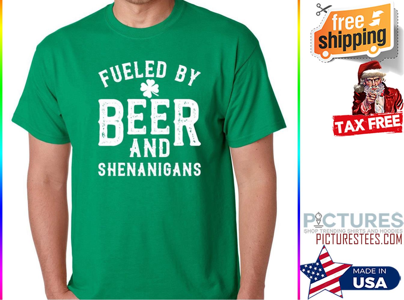 St Patrick's day fueled by beer and shenanigans shamrock shirt