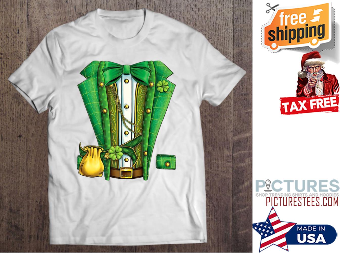 St Patrick's day Irish Leprechaun Suit Tuxedo shamrock shirt