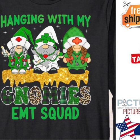 St Patrick's day Leopard Plaid hanging with my Gnomies EMT Squad Shamrock shirt