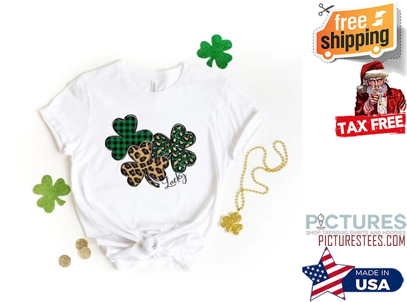 St Patrick's day Leopard Shamrock Plaid Irish shirt