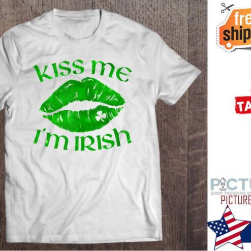 St Patrick's day Lips kiss me i'm Irish shamrock shirt