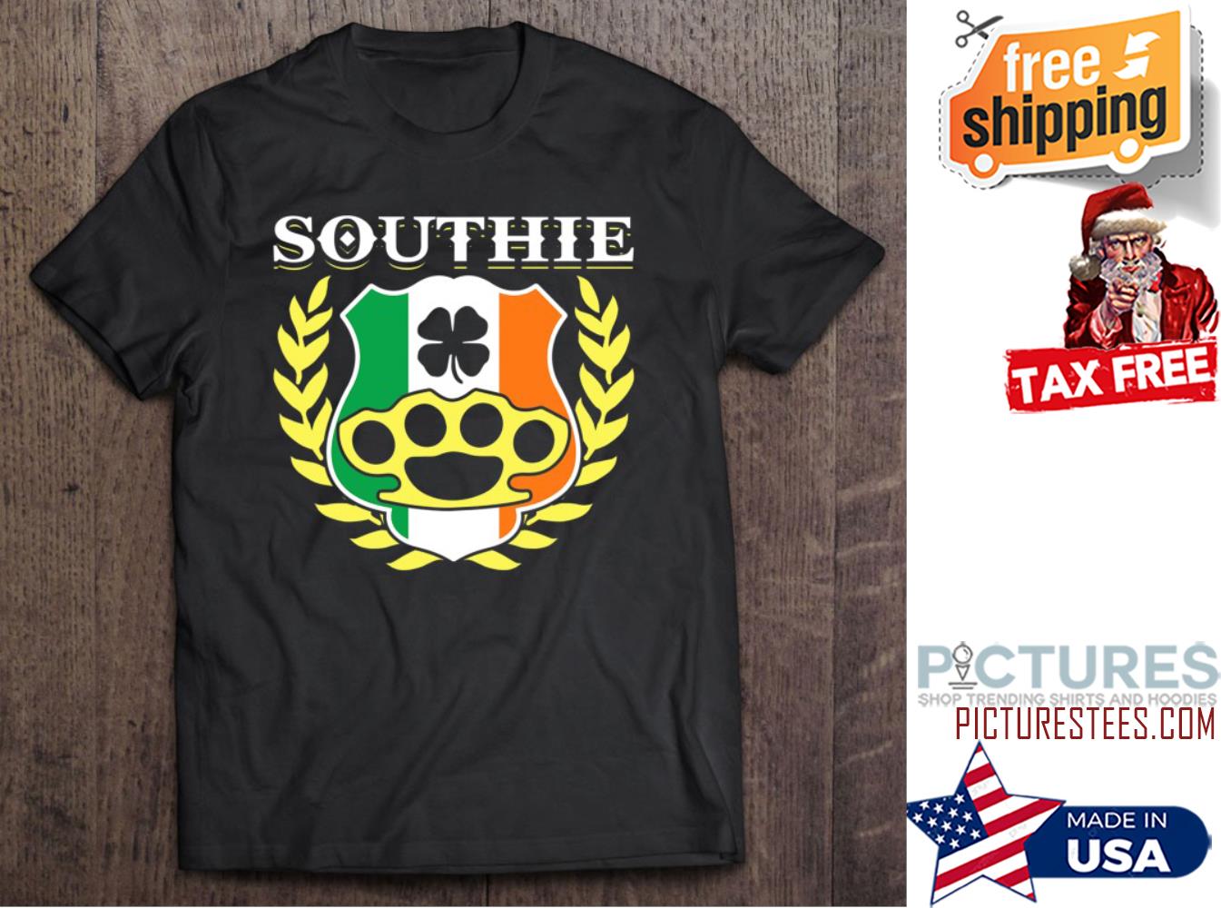 St Patrick's day Southie Brass Knuckle Irish Flag Shamrock shirt