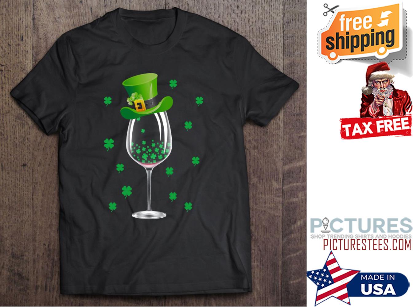 St Patrick's day Wine glasses Irish Shamrock shirt