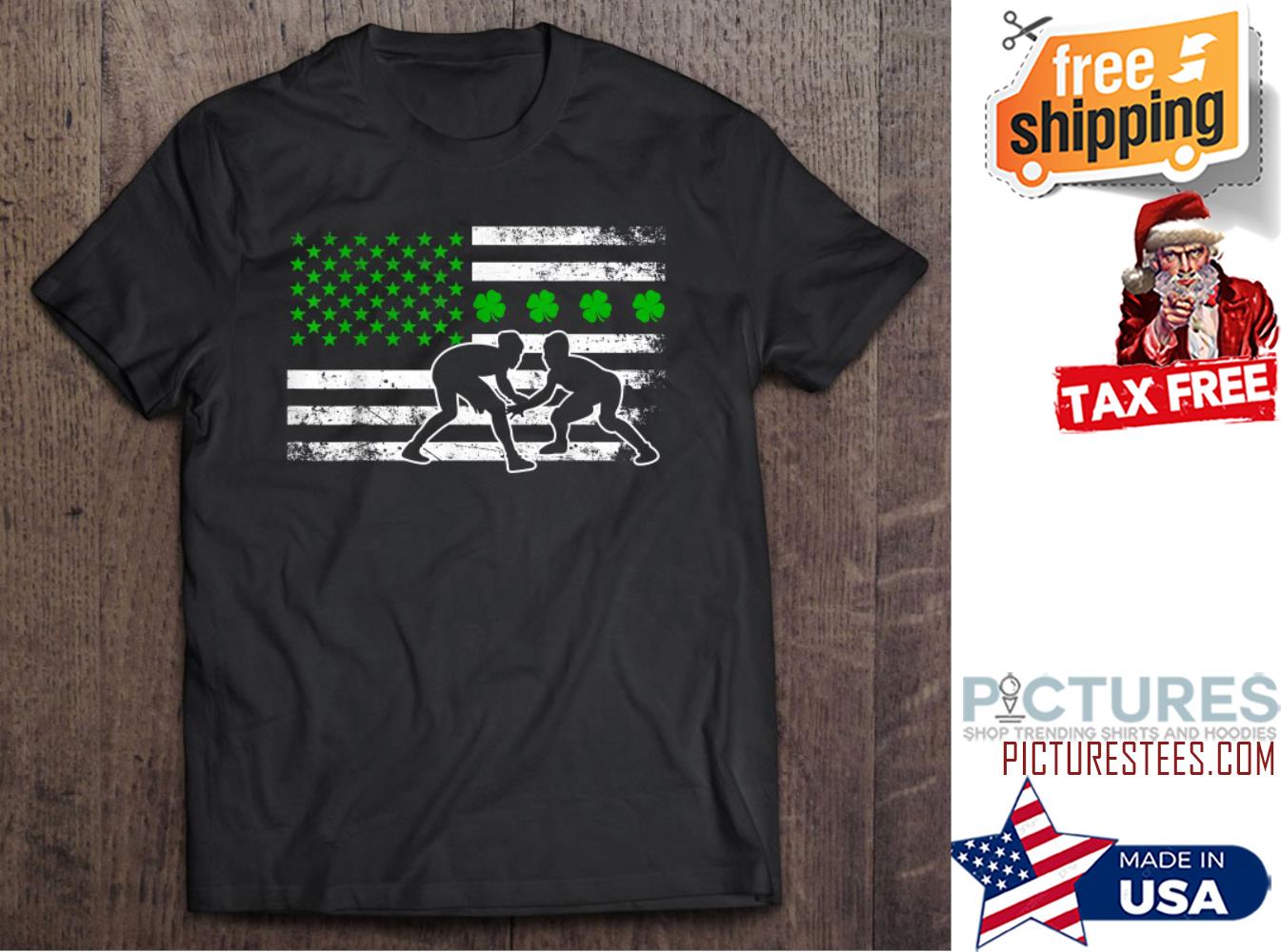 St Patrick's day Wrestling American flag shamrocks shirt