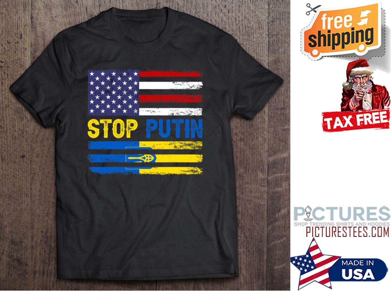 Stop Putin Ukrainian Flag Us Flag I Stand With Ukraine shirt