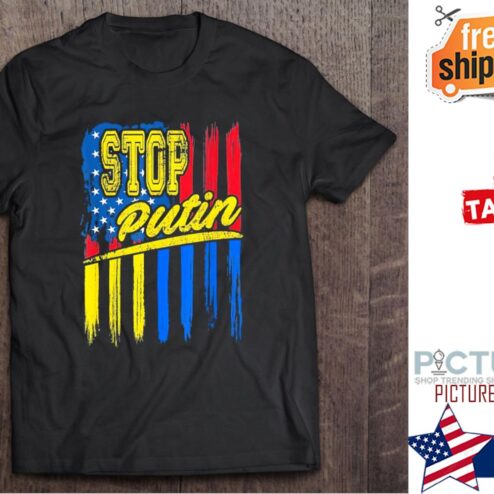 Stop Putin Vintage Ukraine Us Flag I Stand With Ukraine shirt