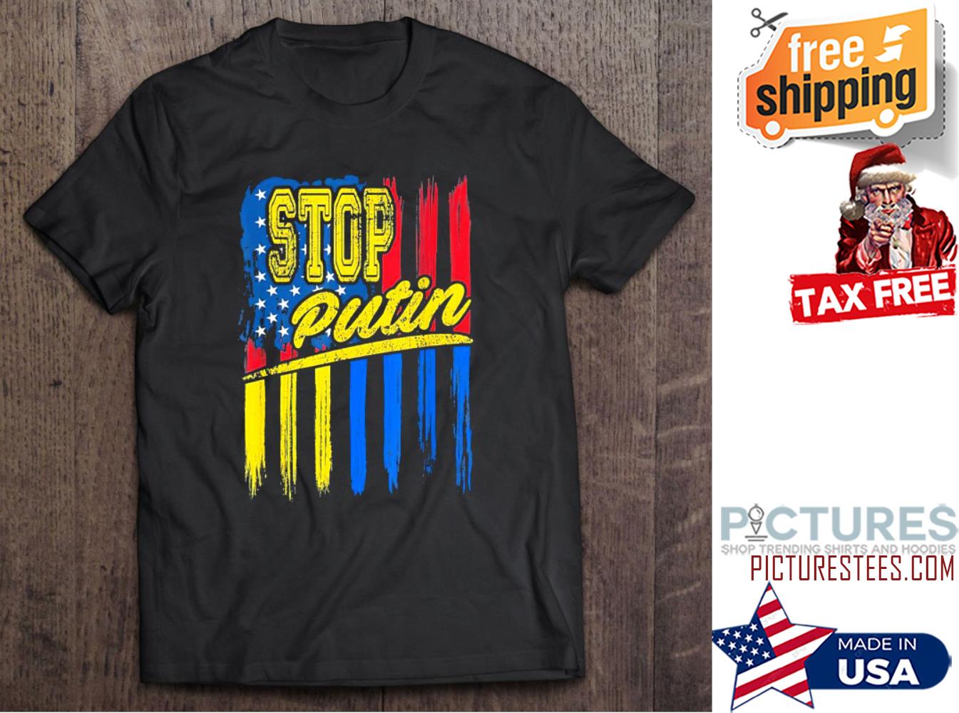 Stop Putin Vintage Ukraine Us Flag I Stand With Ukraine shirt