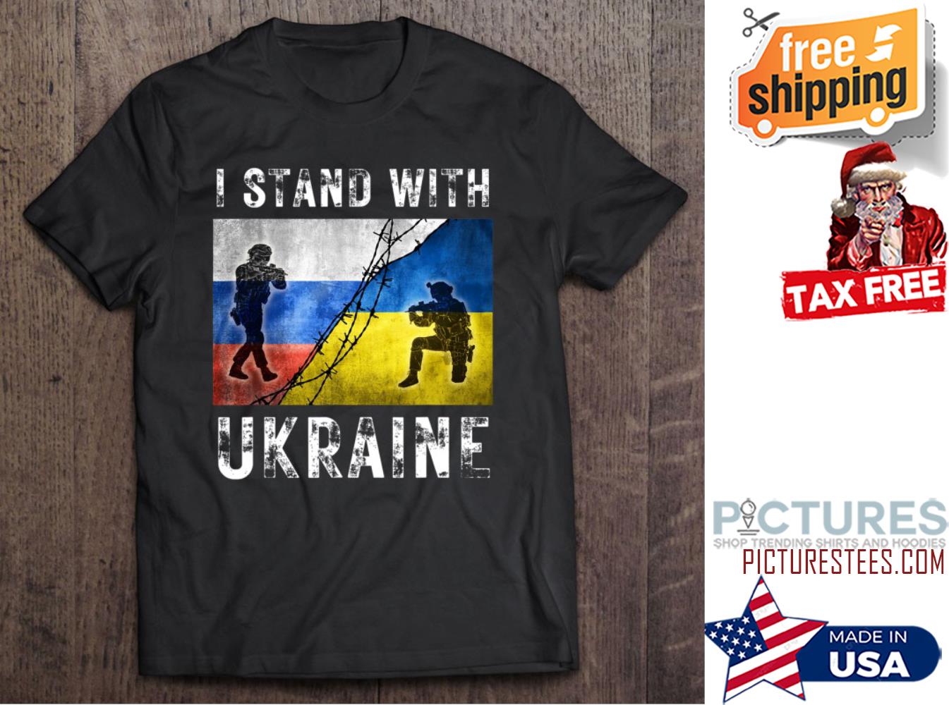 Support I Stand With Ukraine American Ukrainian Flag shirt