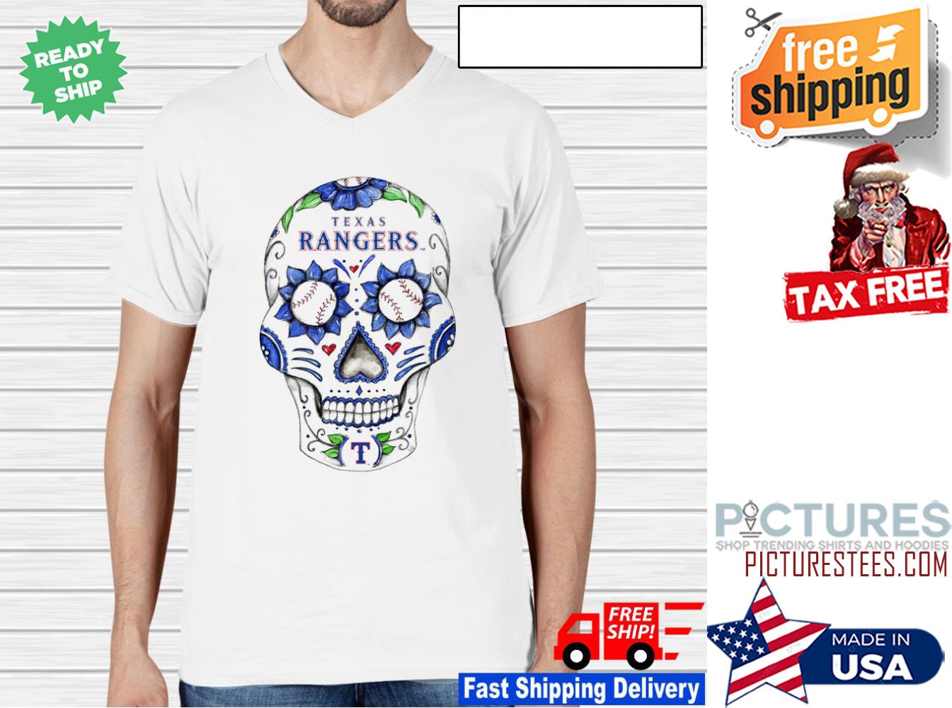 Texas rangers deals skull shirt