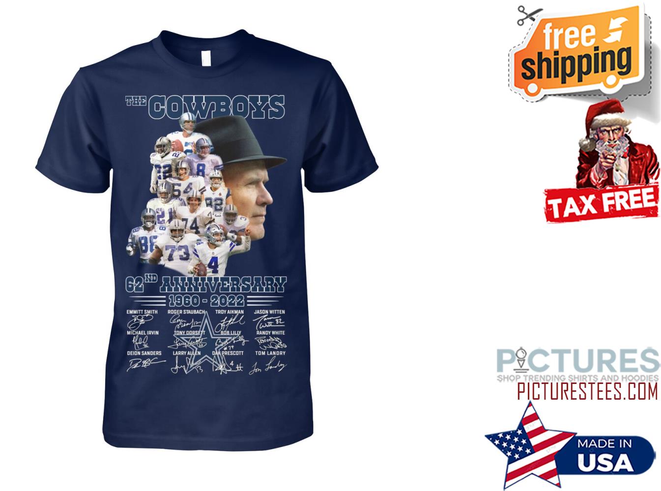 The cowboys 62nd anniversary 1960-2022 players signatures shirt