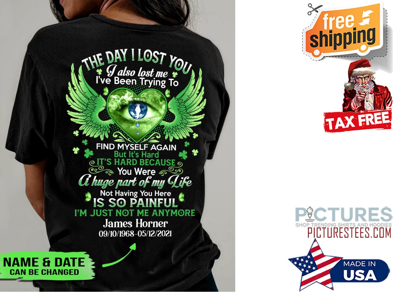 Wings Memories The day I lost you I also lost me I've been trying to is so painful custom name birthday shirt