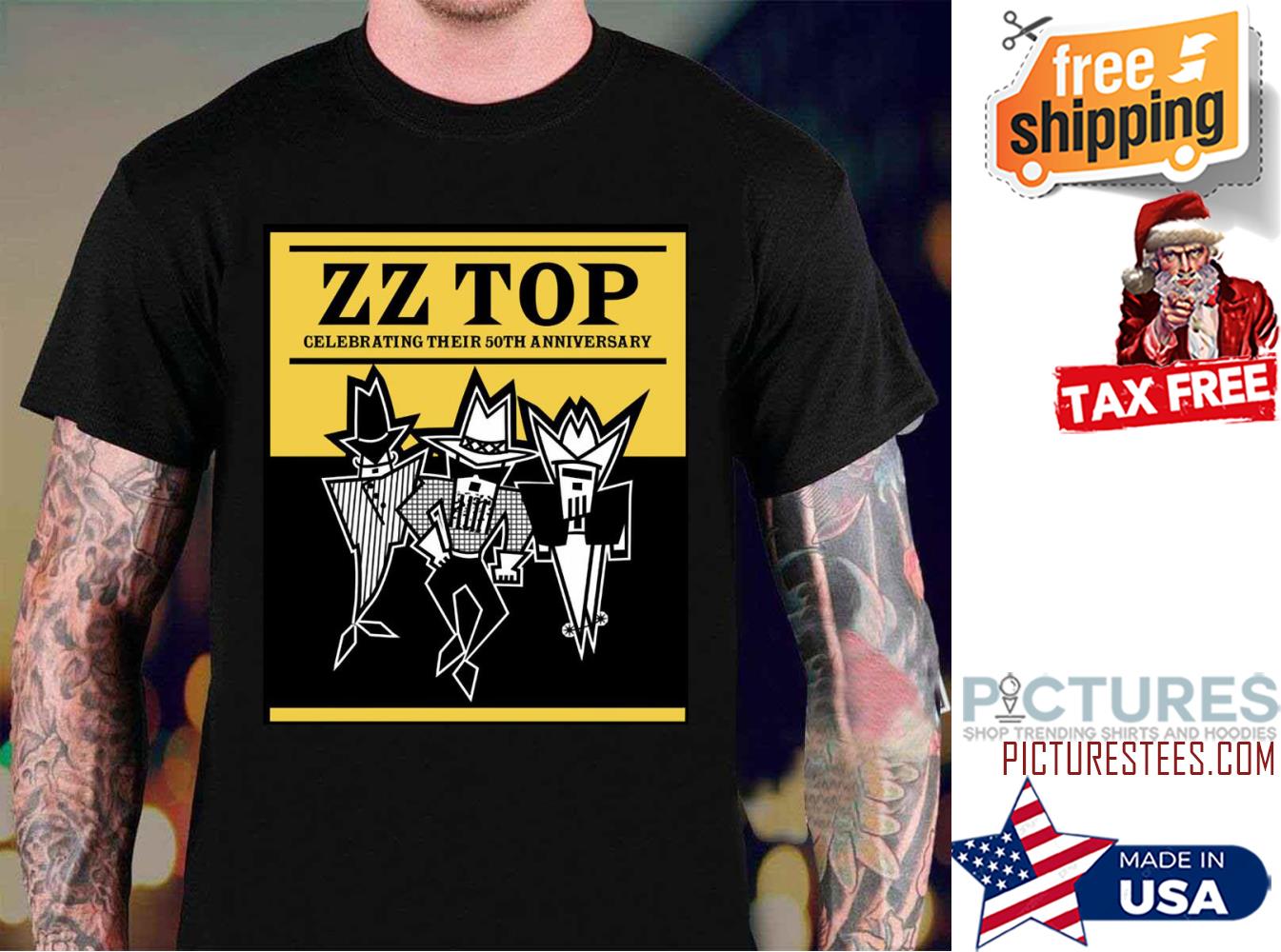 ZZ Top celebrating their 50th anniversary shirt