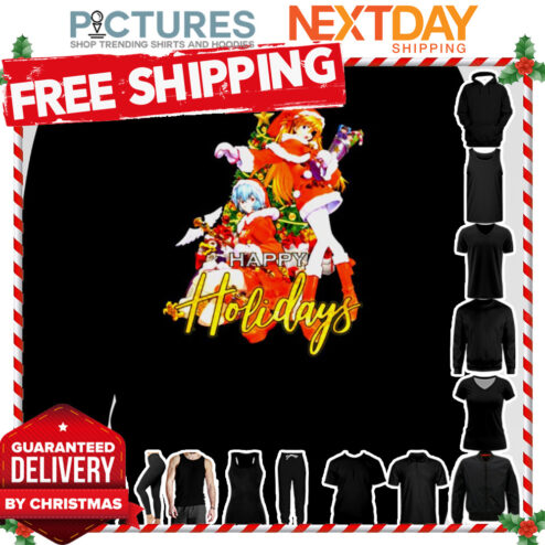 Neon Genesis Evangelion Asuka Langley Rei Happy Holidays Christmas shirt