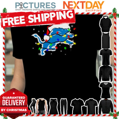 Santa Detroit Lions Logo Lights Christmas shirt