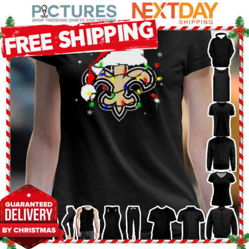 Santa New Orleans Saints Logo Lights Christmas shirt