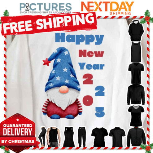 USA Gnome Happy New Year Usa 2023 Retro shirt