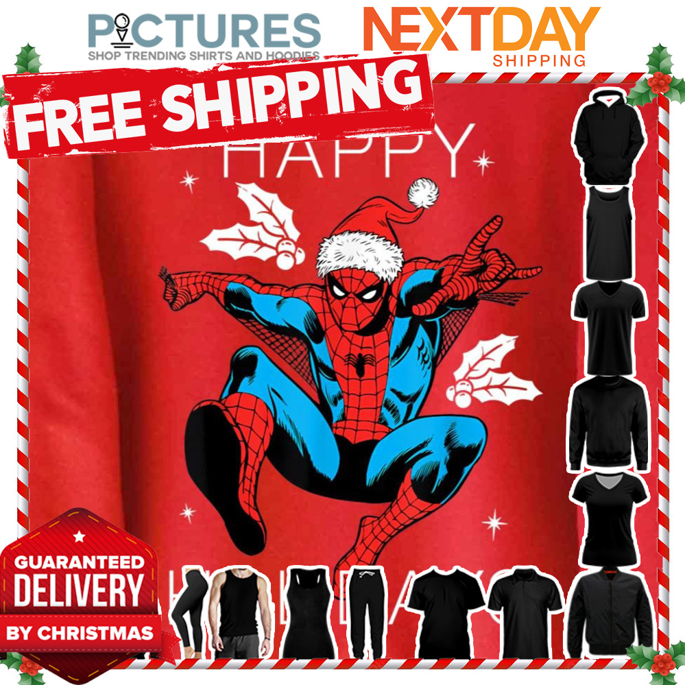 Happy Holidays Santa Christmas Spider Man Superhero Artwork shirt