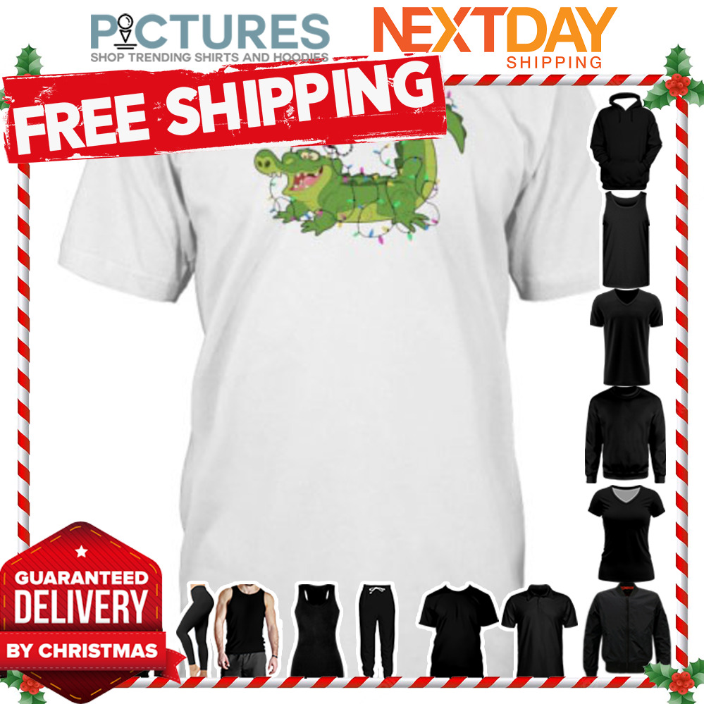 Cute Santa Tick-Tock the Crocodile Christmas Lights shirt