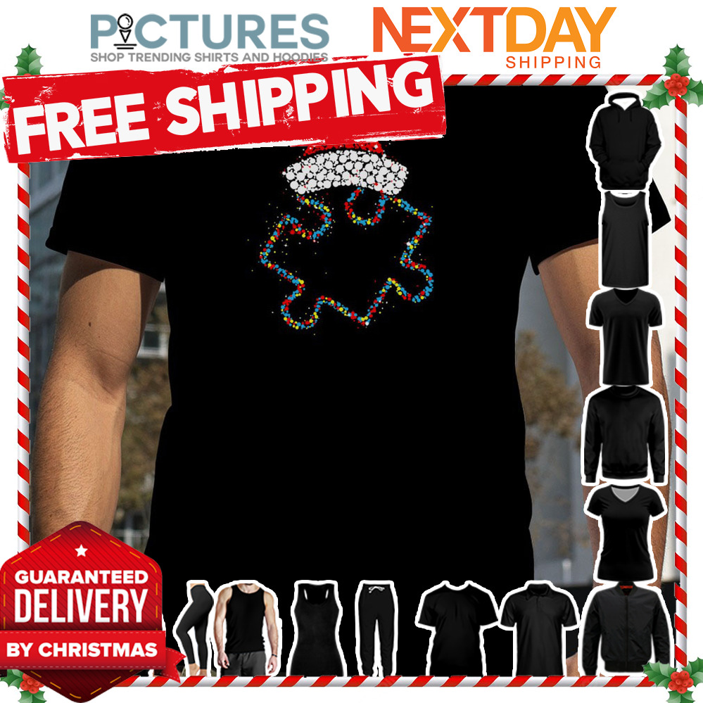 Santa Hat Autism Light Merry Christmas shirt