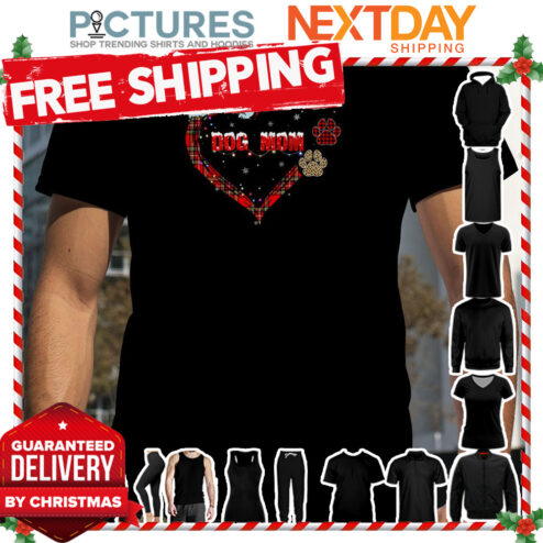 Santa Hat Dog Mom Heart Paws Dog Merry Christmas shirt
