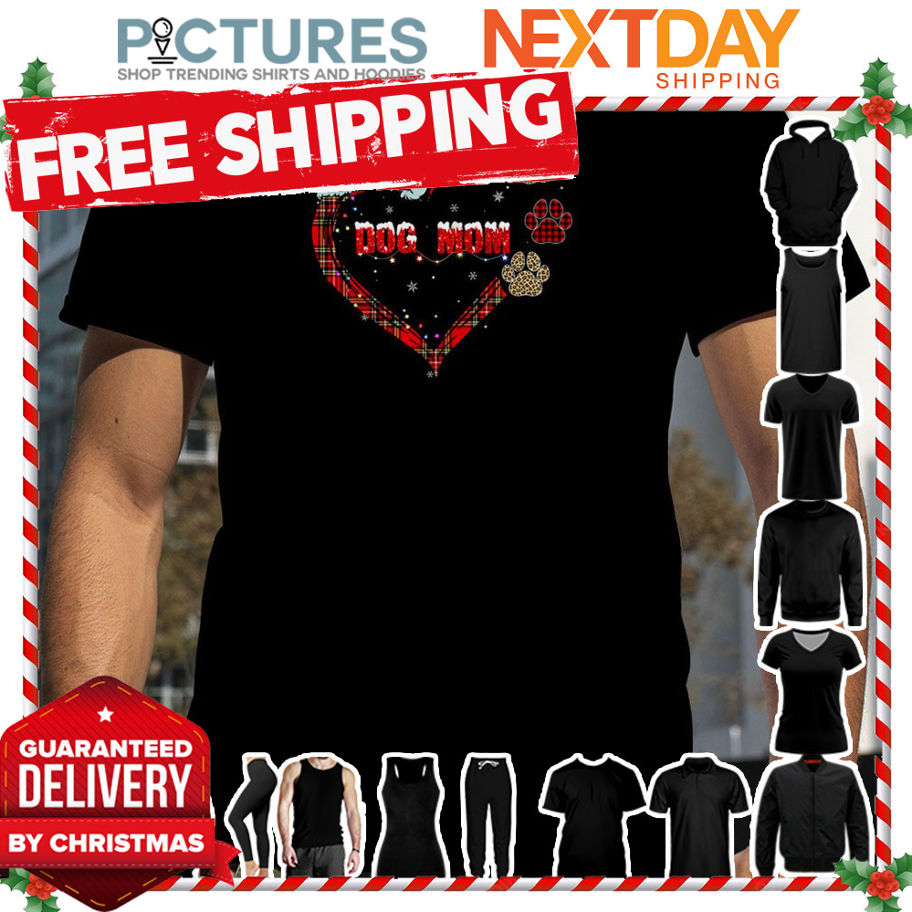 Santa Hat Dog Mom Heart Paws Dog Merry Christmas shirt