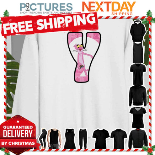 Letter Y Cute Design Pink Panther Cartoon shirt