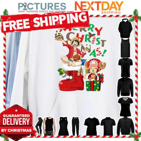 Merry Christmas From Luffy And Chopper In Santa Shoes One Piece shirt