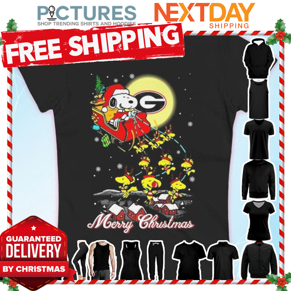 Snoopy Santa reading Georgia Bulldogs Merry Christmas shirt