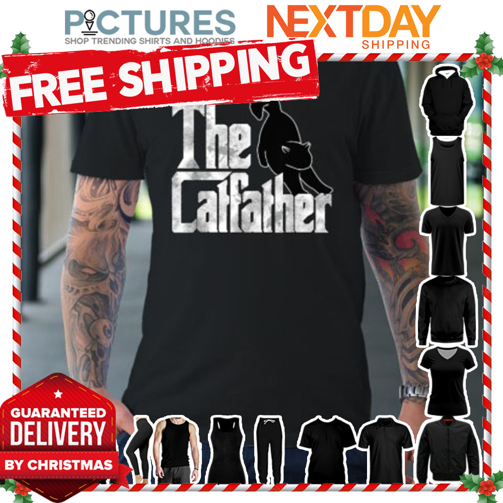 The Catfather Black Cat Father Mafia Whiskers Male Daddy shirt