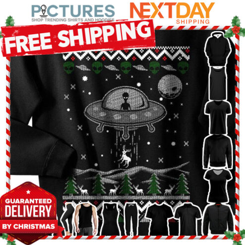 UFO Alien Raumschiff Hässlicher Weihnachtspulli shirt