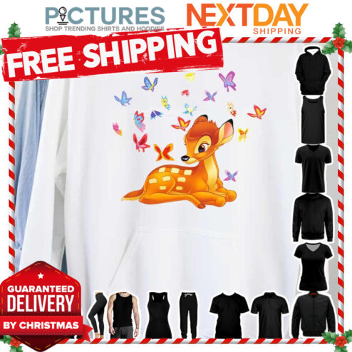 Cartoon Bambi And The Butterflies shirt