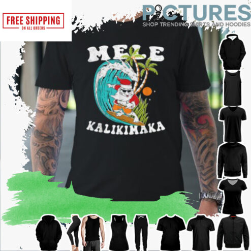 Mele Kalikimaka Hawaii Christmas Surfing Santa shirt