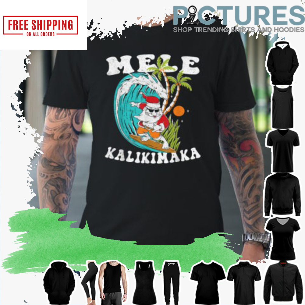 Mele Kalikimaka Hawaii Christmas Surfing Santa shirt