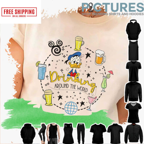 Donald Duck Drinking Around The World Disney Trip Shirt