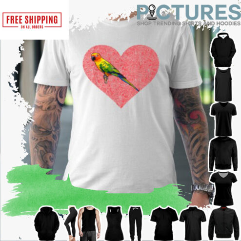 Sun Conure Valentines Day Bird Love Fingerprint shirt