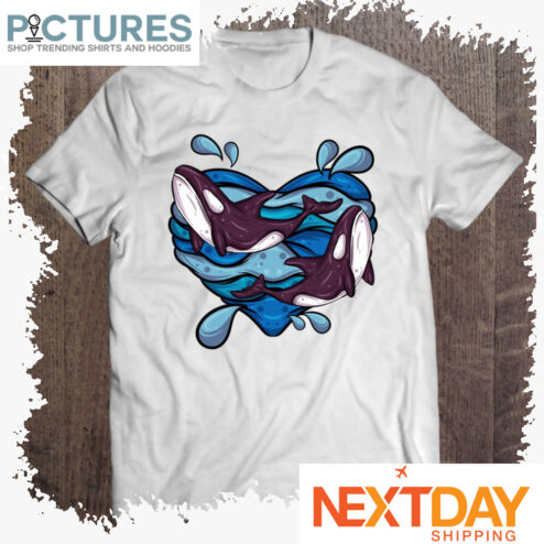 Couple Whale Orca Heart Valentine’s Day shirt