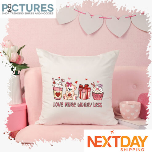 Bear love coffee gift love more worry less Valentine's day pillow