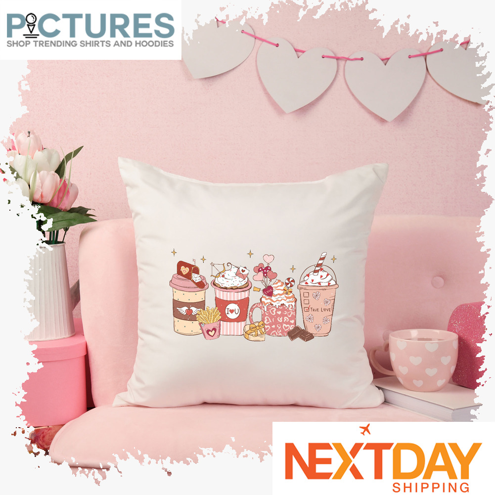 Coffee Cups be mine xoxo I love you Valentine's day pillow