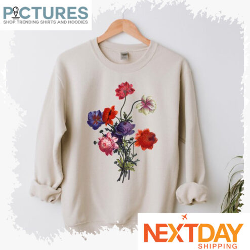 Floral red pink purple white shirt