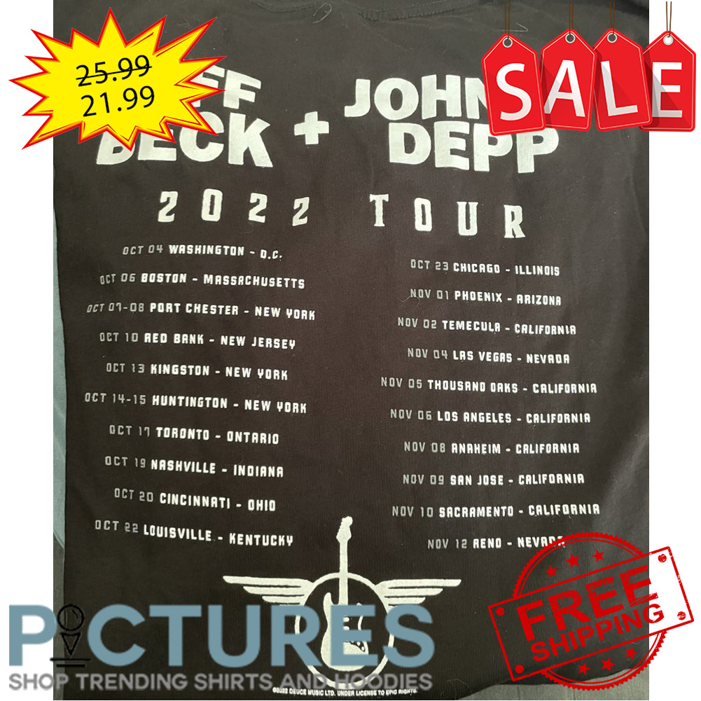 Jeff Beck Johnny Depp 2022 Tour shirt